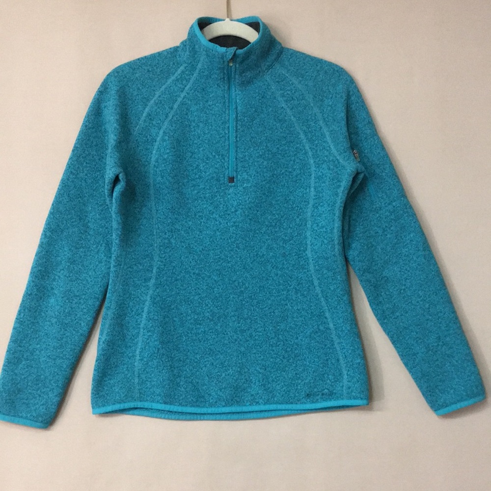 Eddie Bauer Women’s Turquoise Half Zip Pullover Fleece Sweater. Sz M